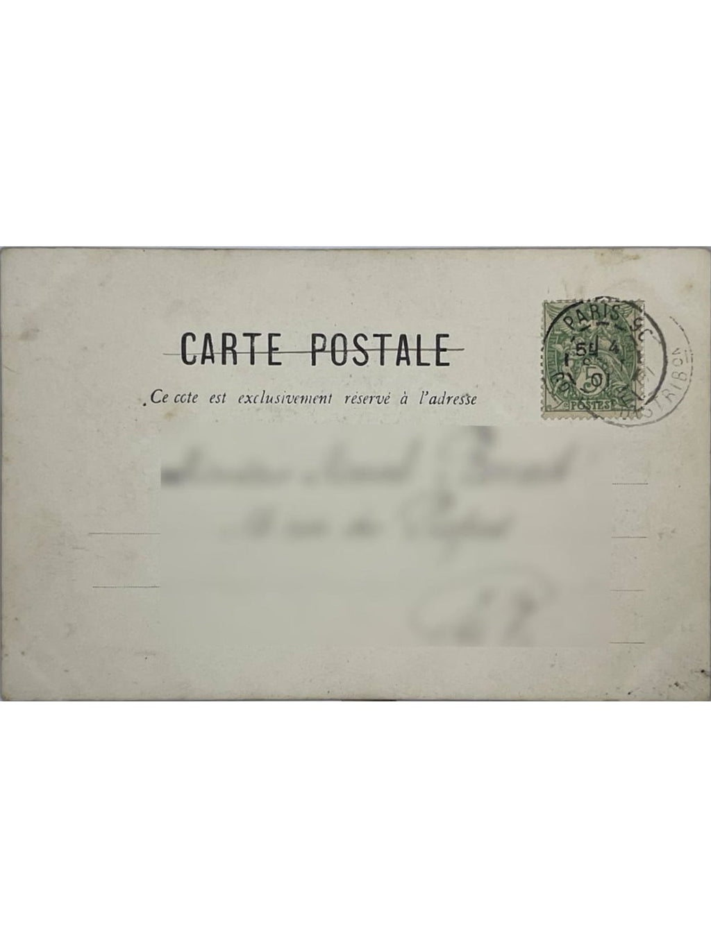 Verso de la carte postale