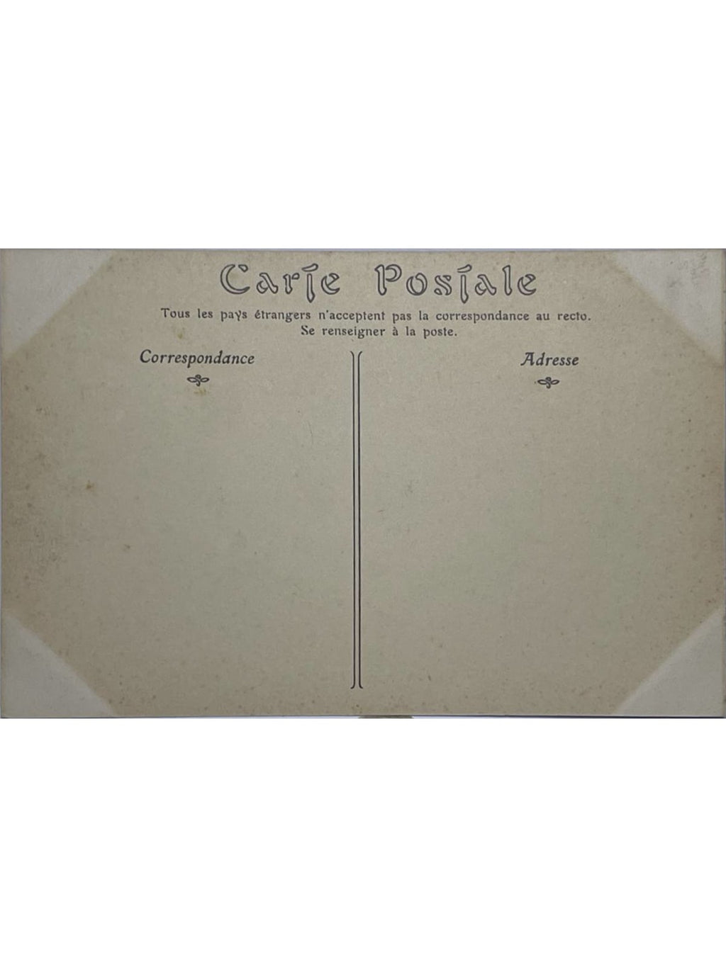 Verso de la carte postale