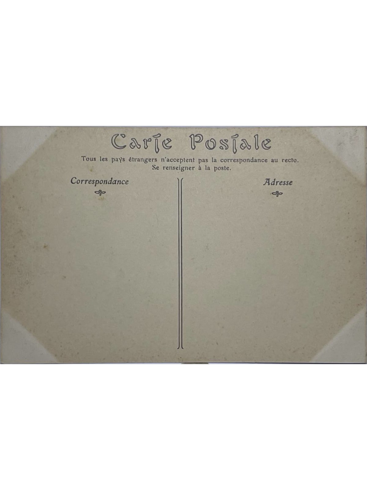 Verso de la carte postale