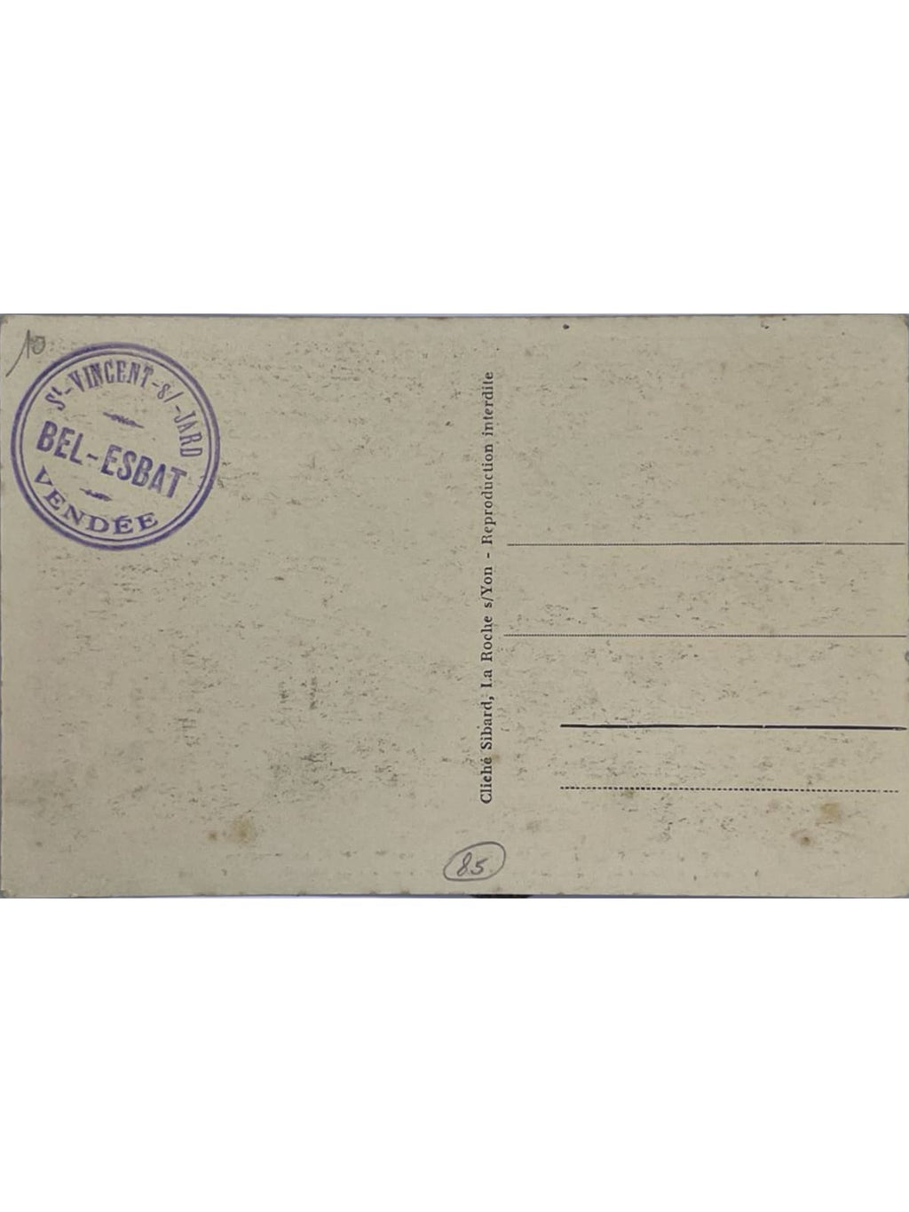 Verso de la carte postale