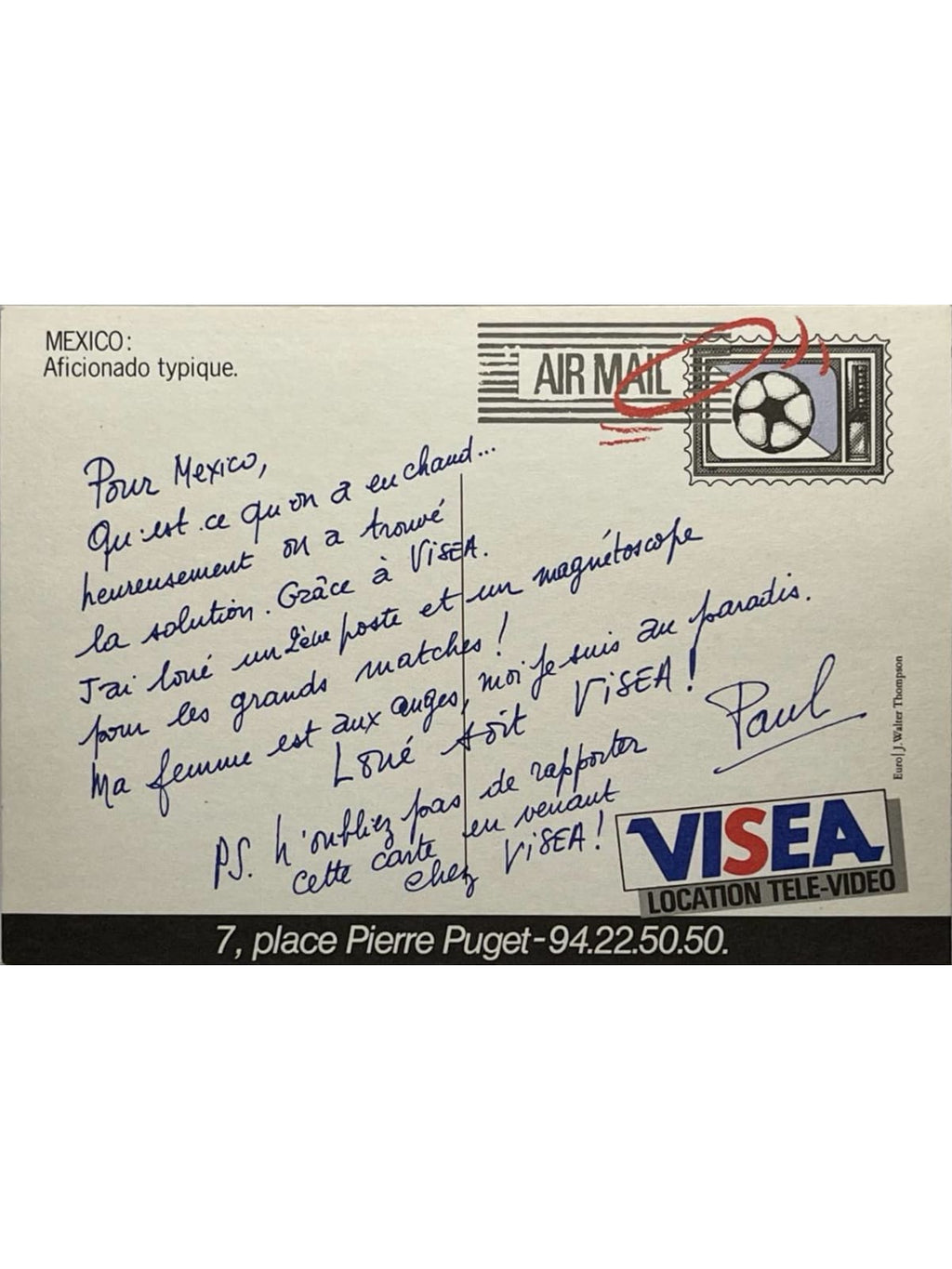 Verso de la carte postale