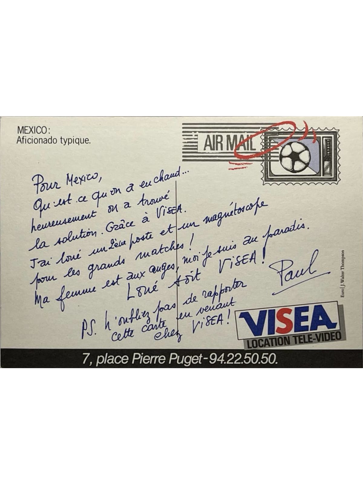 Verso de la carte postale