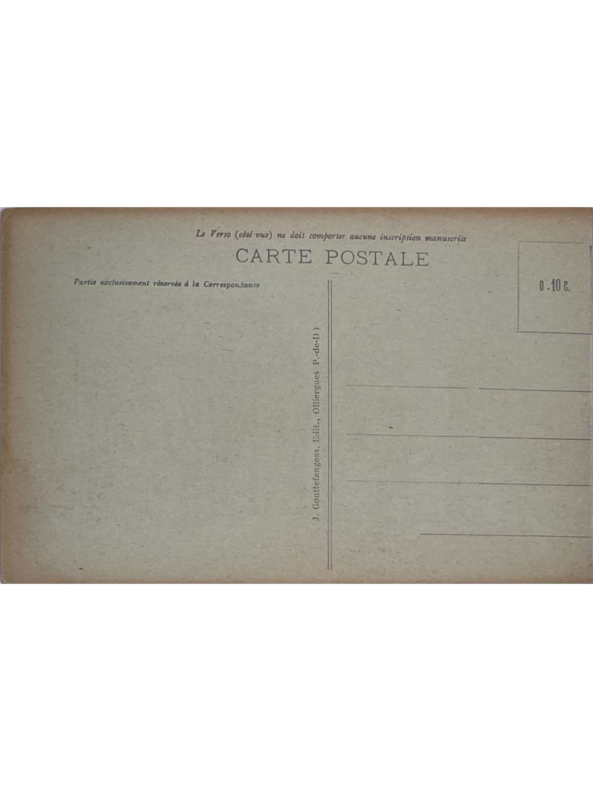 Verso de la carte postale