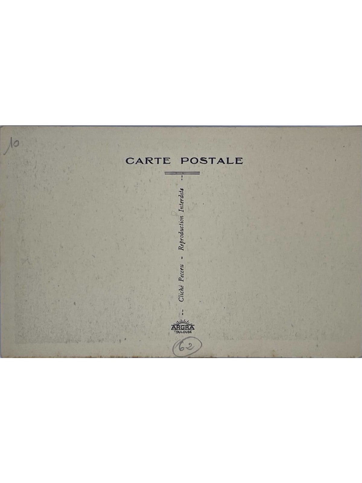 Verso de la carte postale