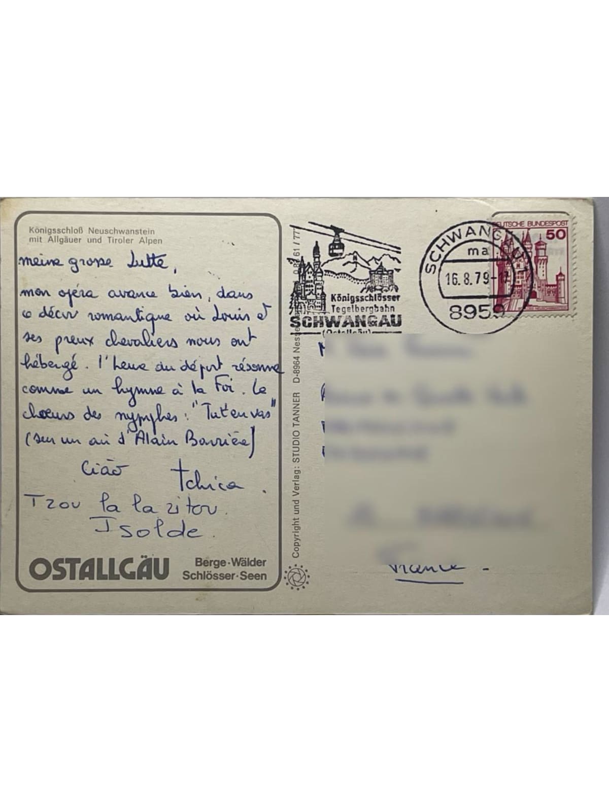 Verso de la carte postale