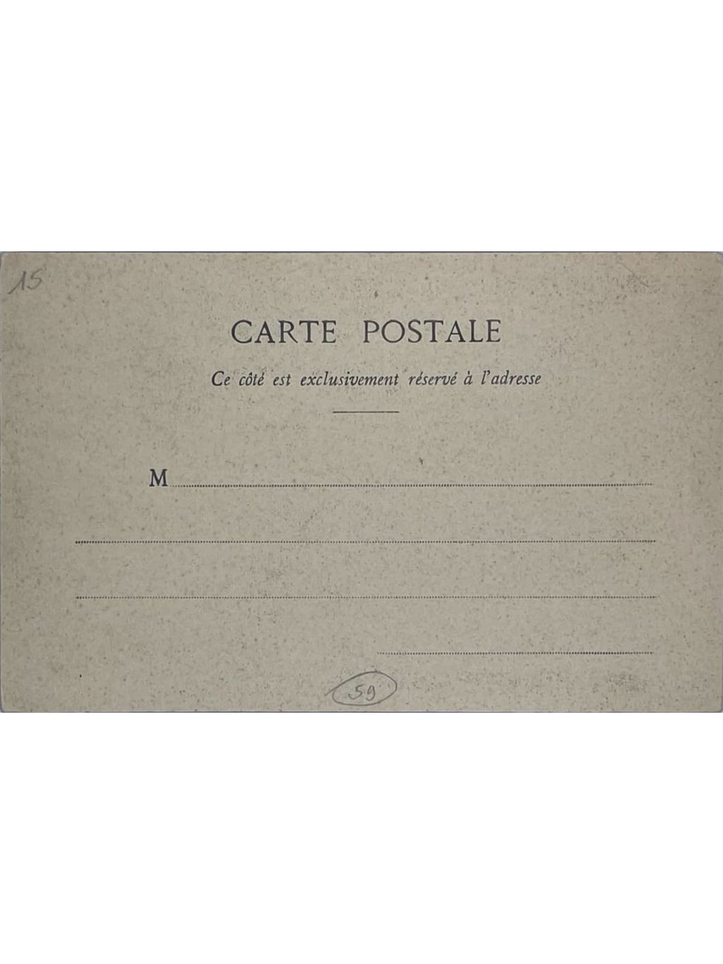 Verso de la carte postale