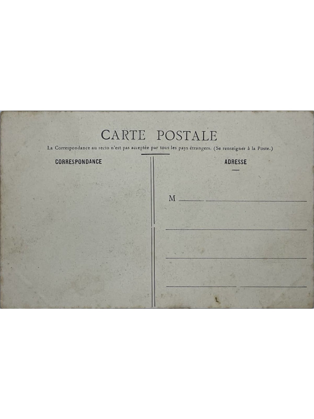 Verso de la carte postale