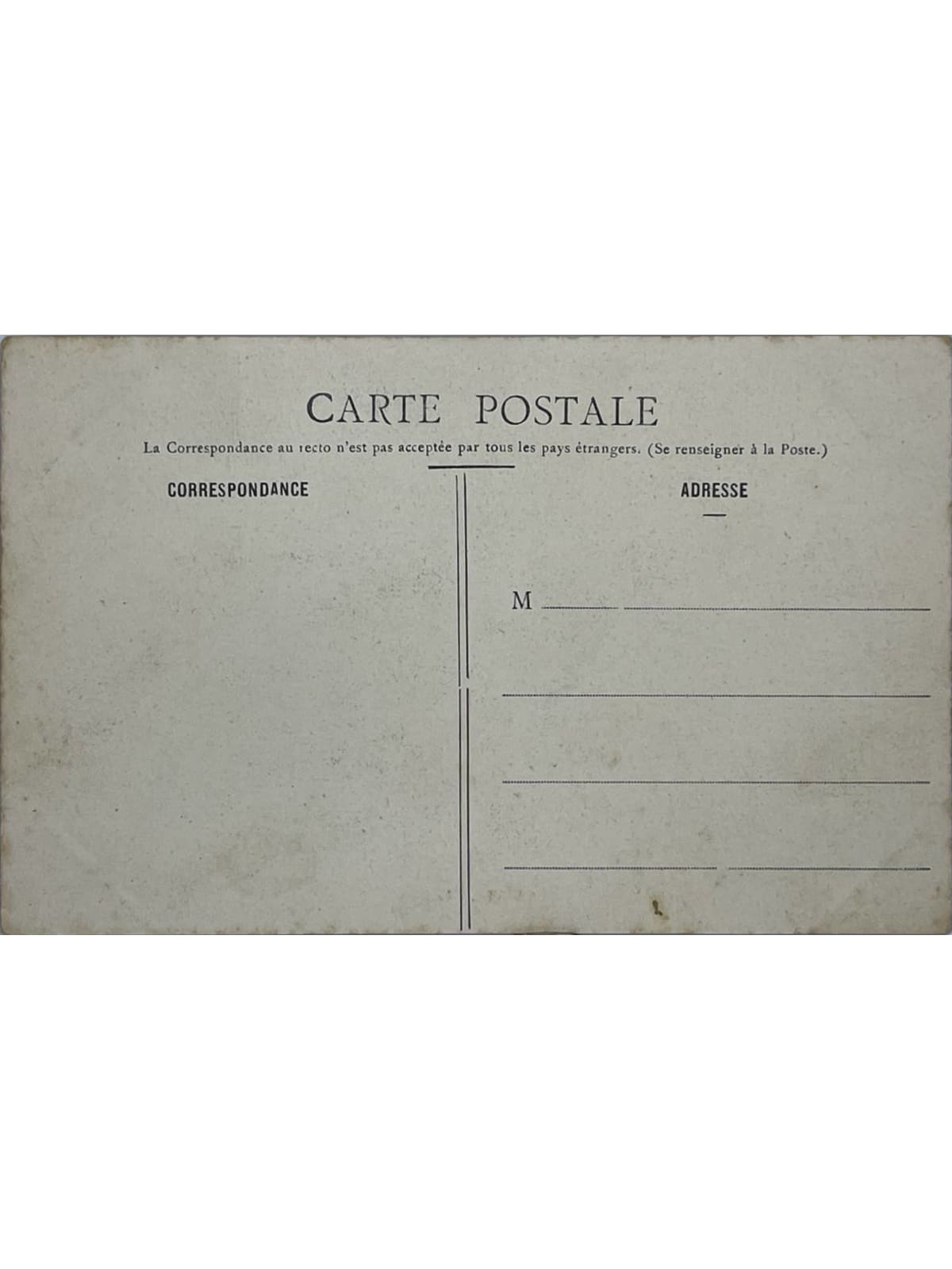 Verso de la carte postale