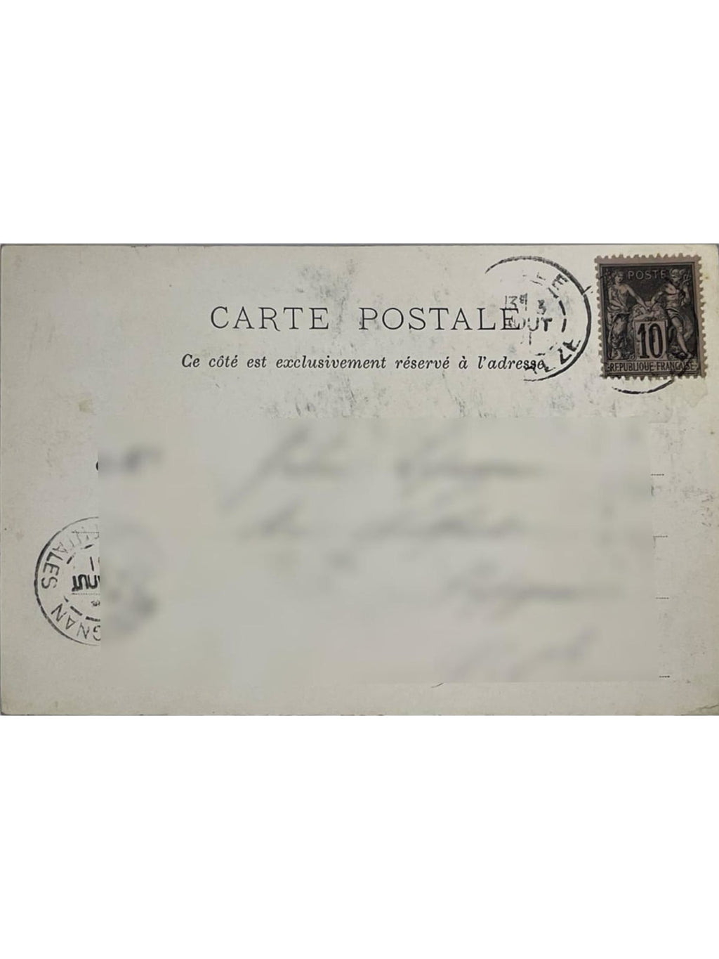 Verso de la carte postale