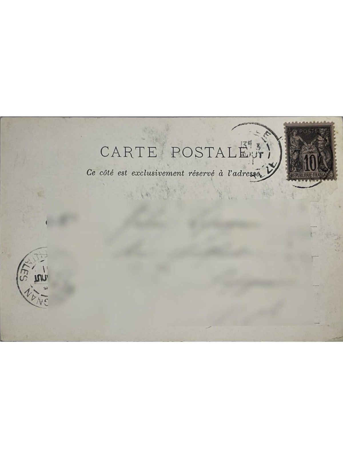 Verso de la carte postale
