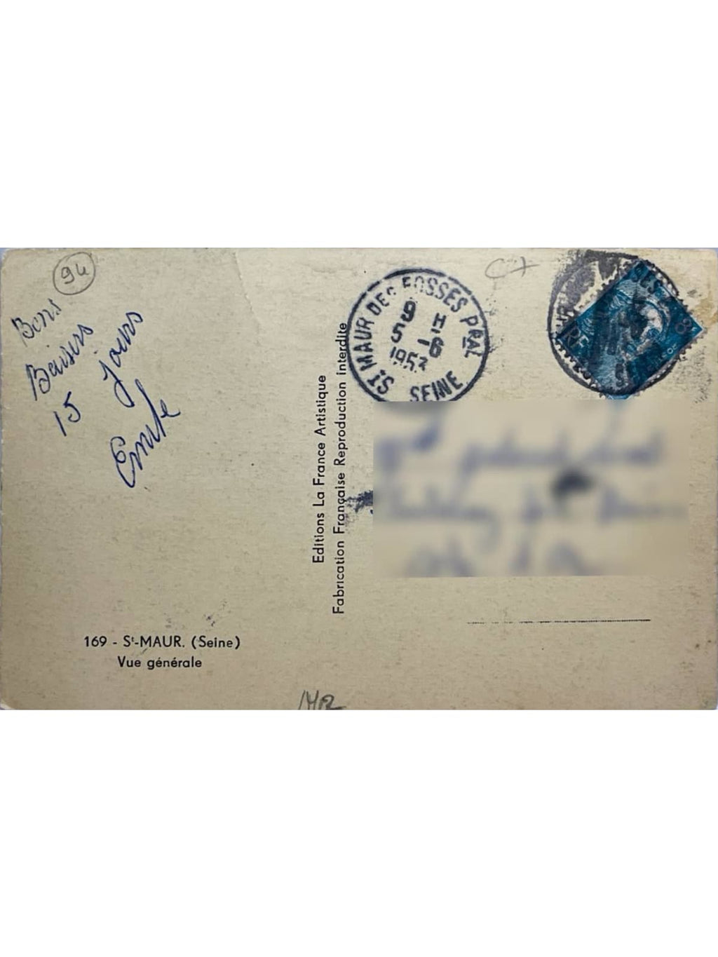 Verso de la carte postale