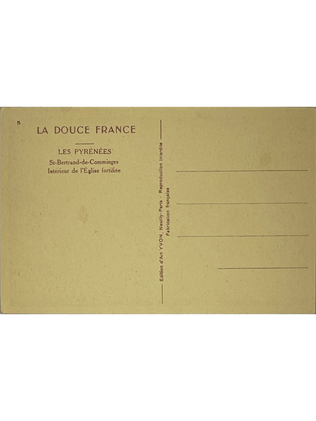 Verso de la carte postale