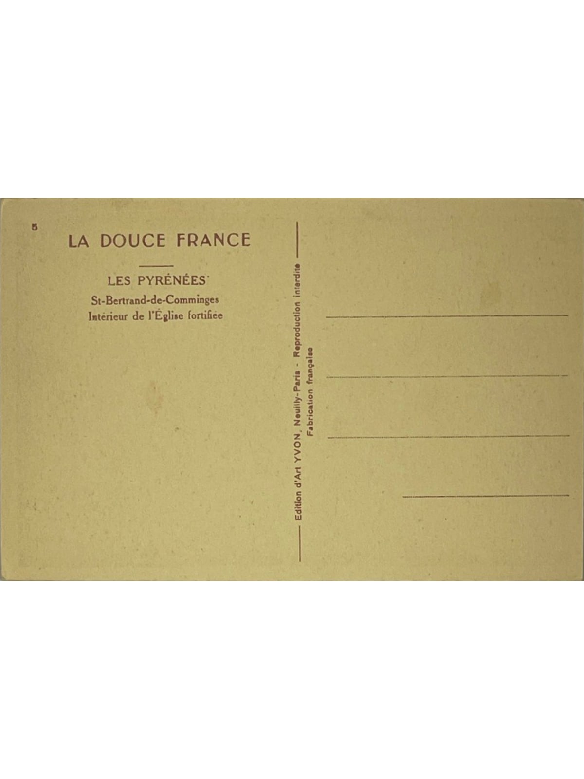 Verso de la carte postale