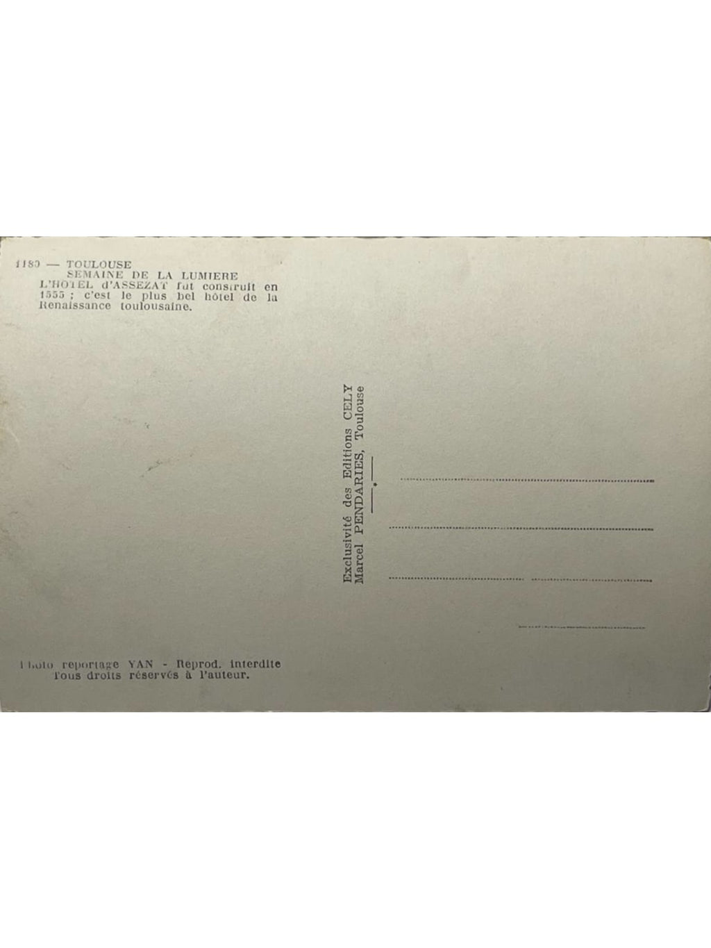 Verso de la carte postale