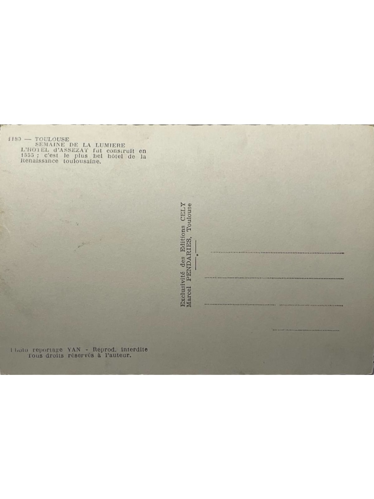 Verso de la carte postale