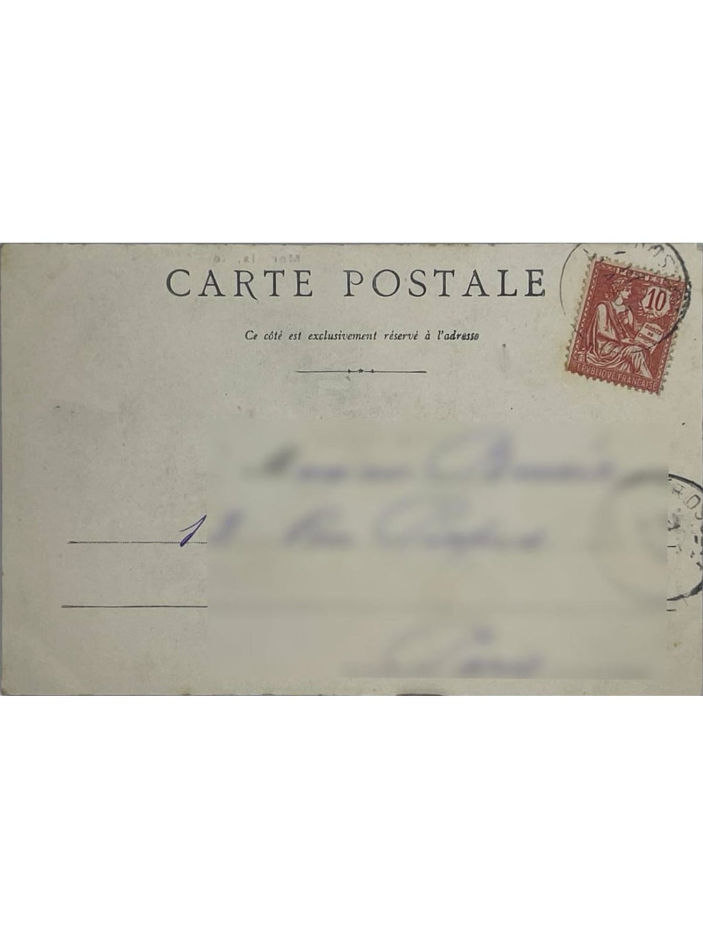 Verso de la carte postale