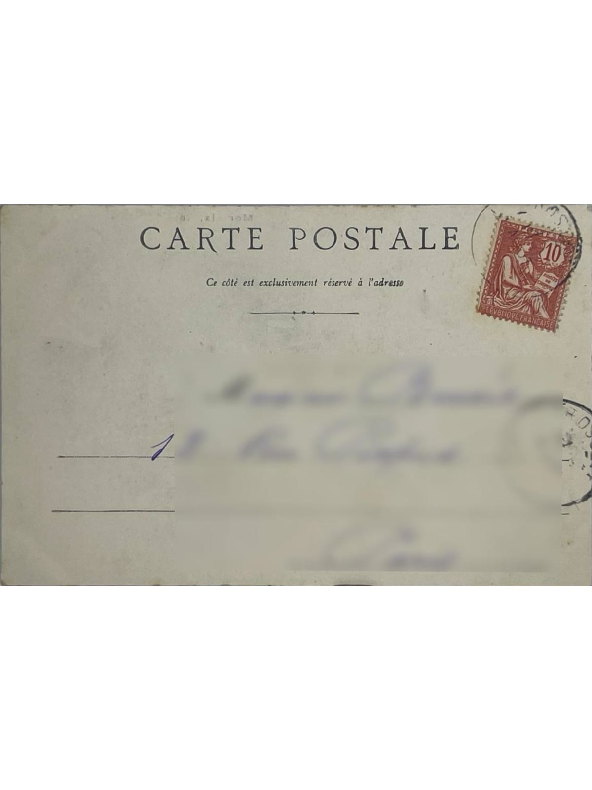 Verso de la carte postale
