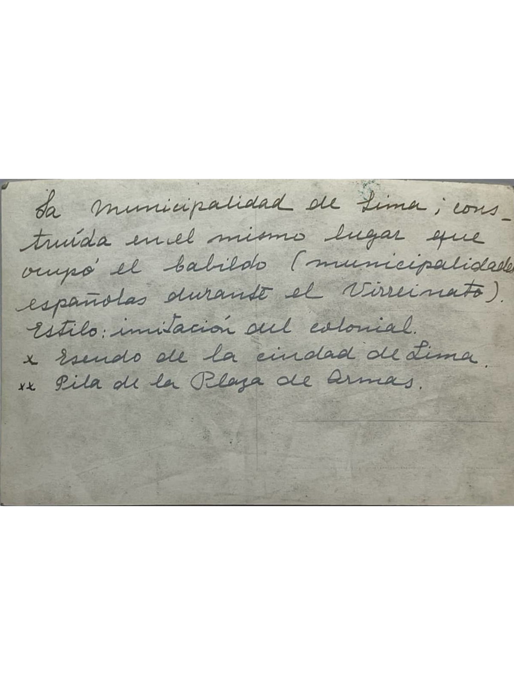 Verso de la carte postale
