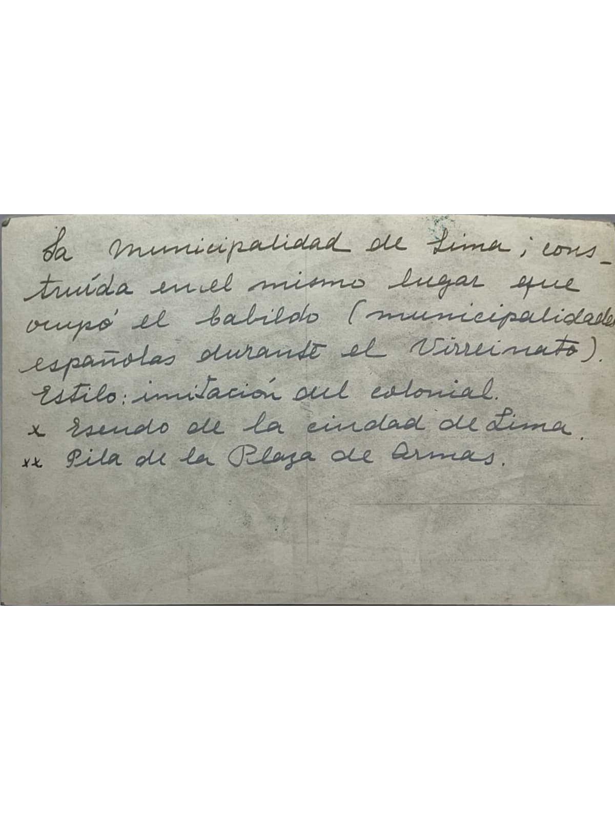 Verso de la carte postale