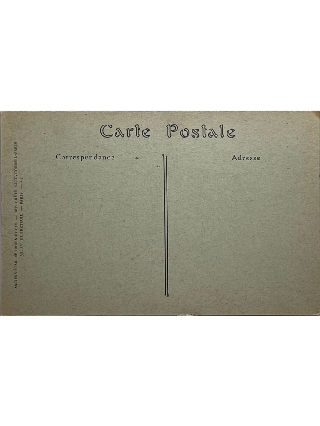 Verso de la carte postale