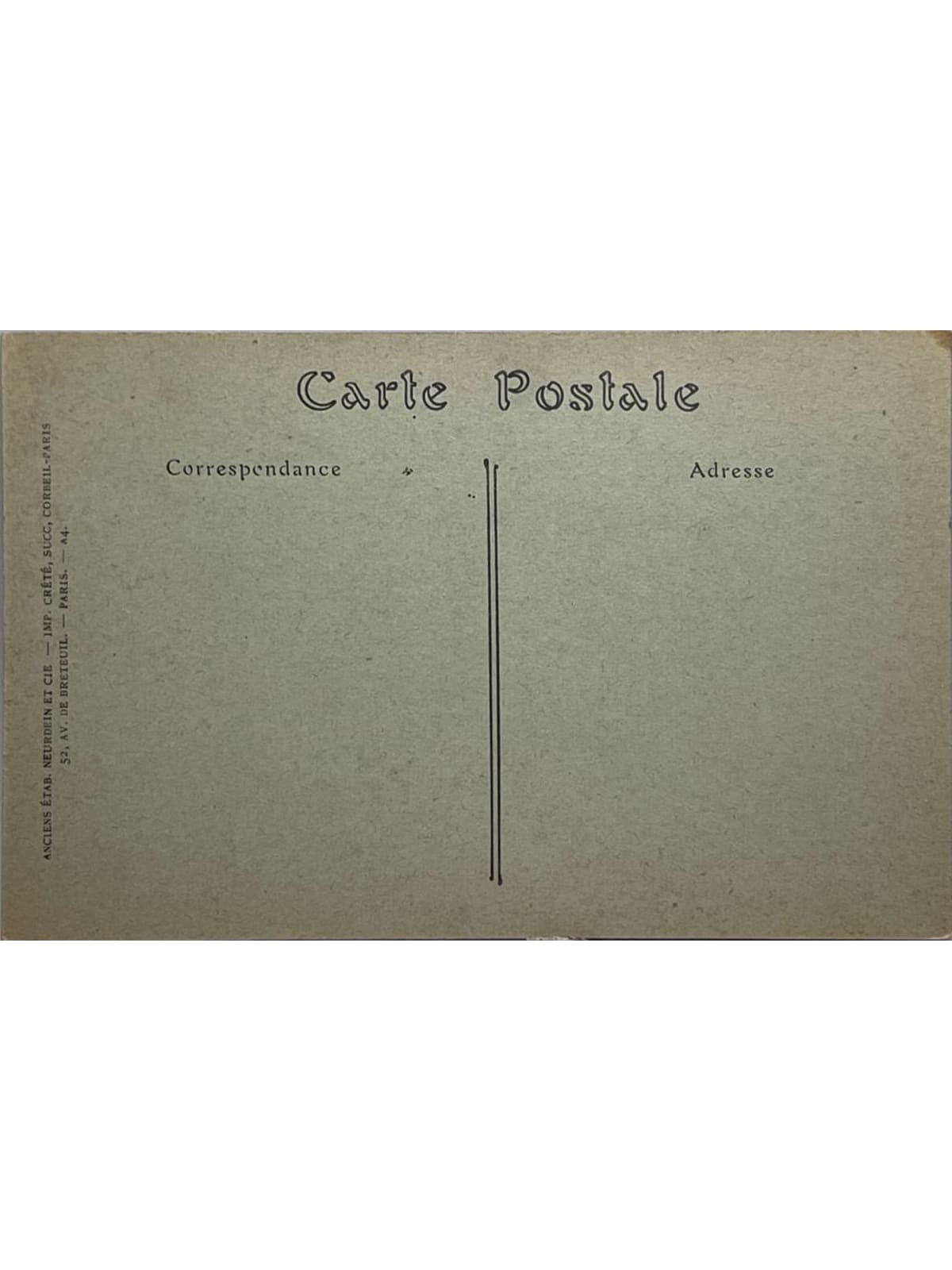 Verso de la carte postale