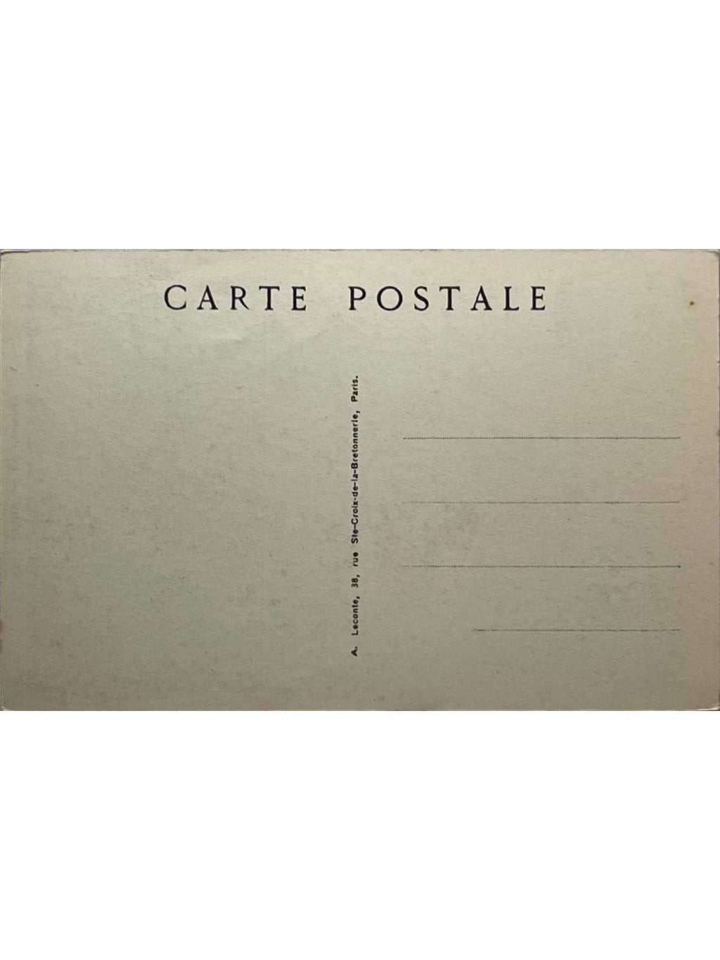 Verso de la carte postale