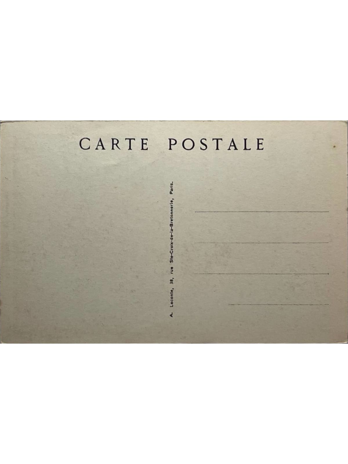 Verso de la carte postale