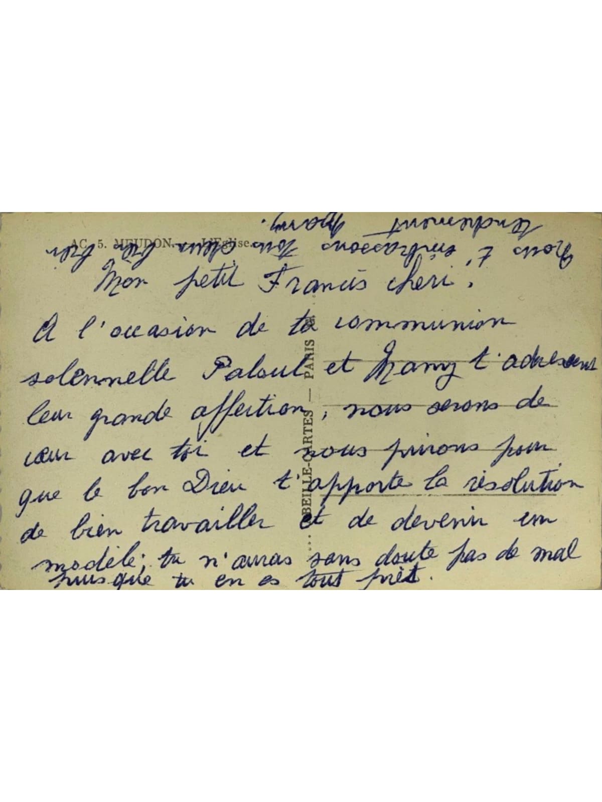 Verso de la carte postale