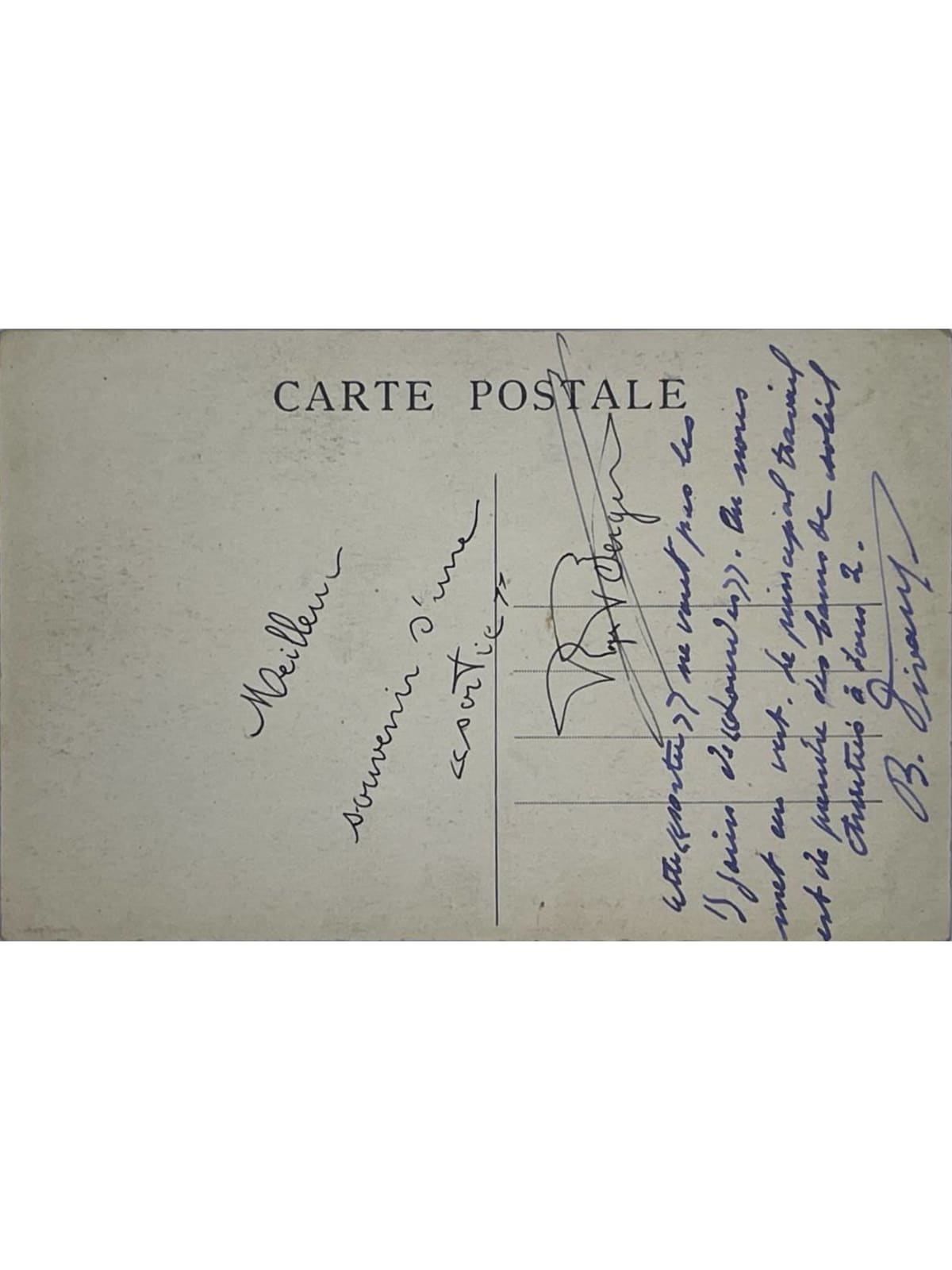 Verso de la carte postale