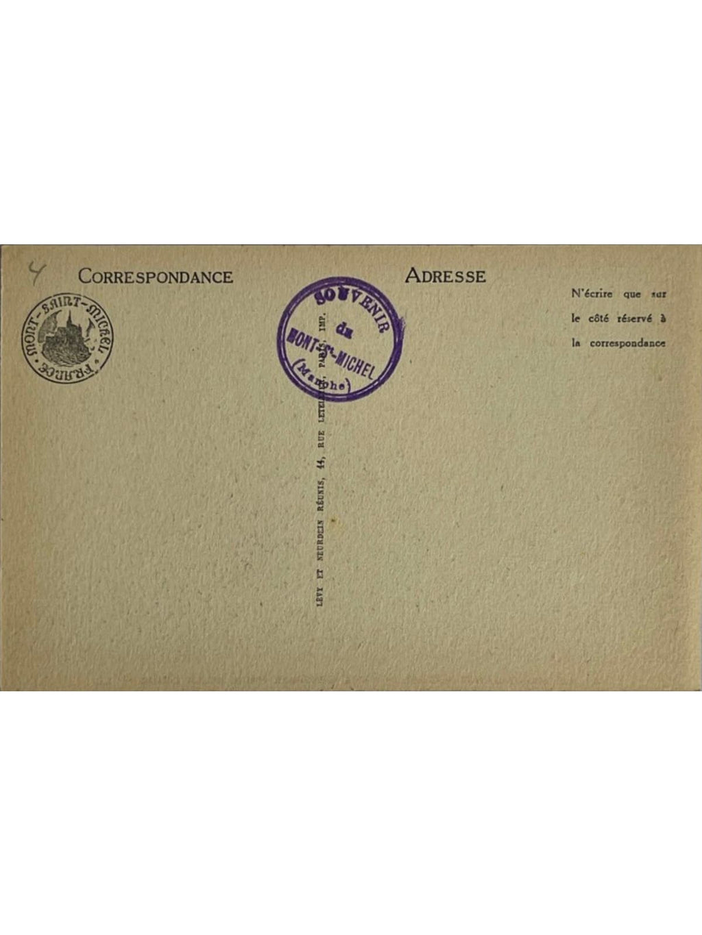 Verso de la carte postale