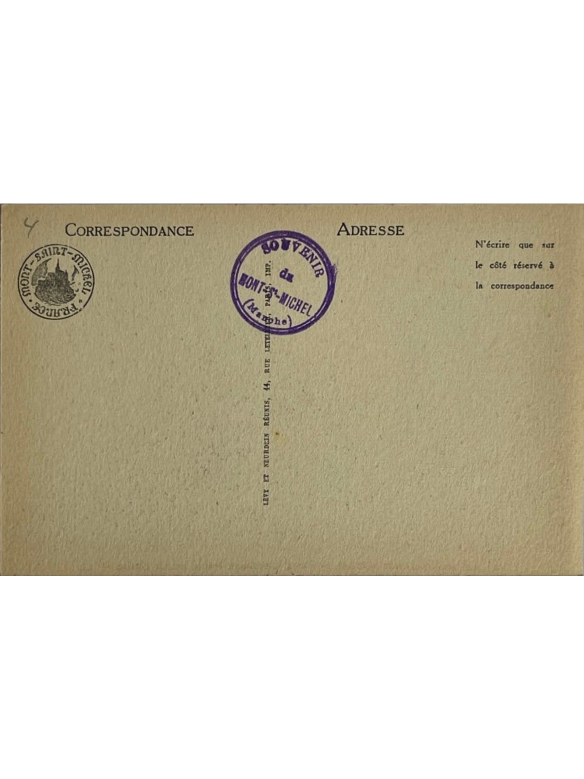 Verso de la carte postale
