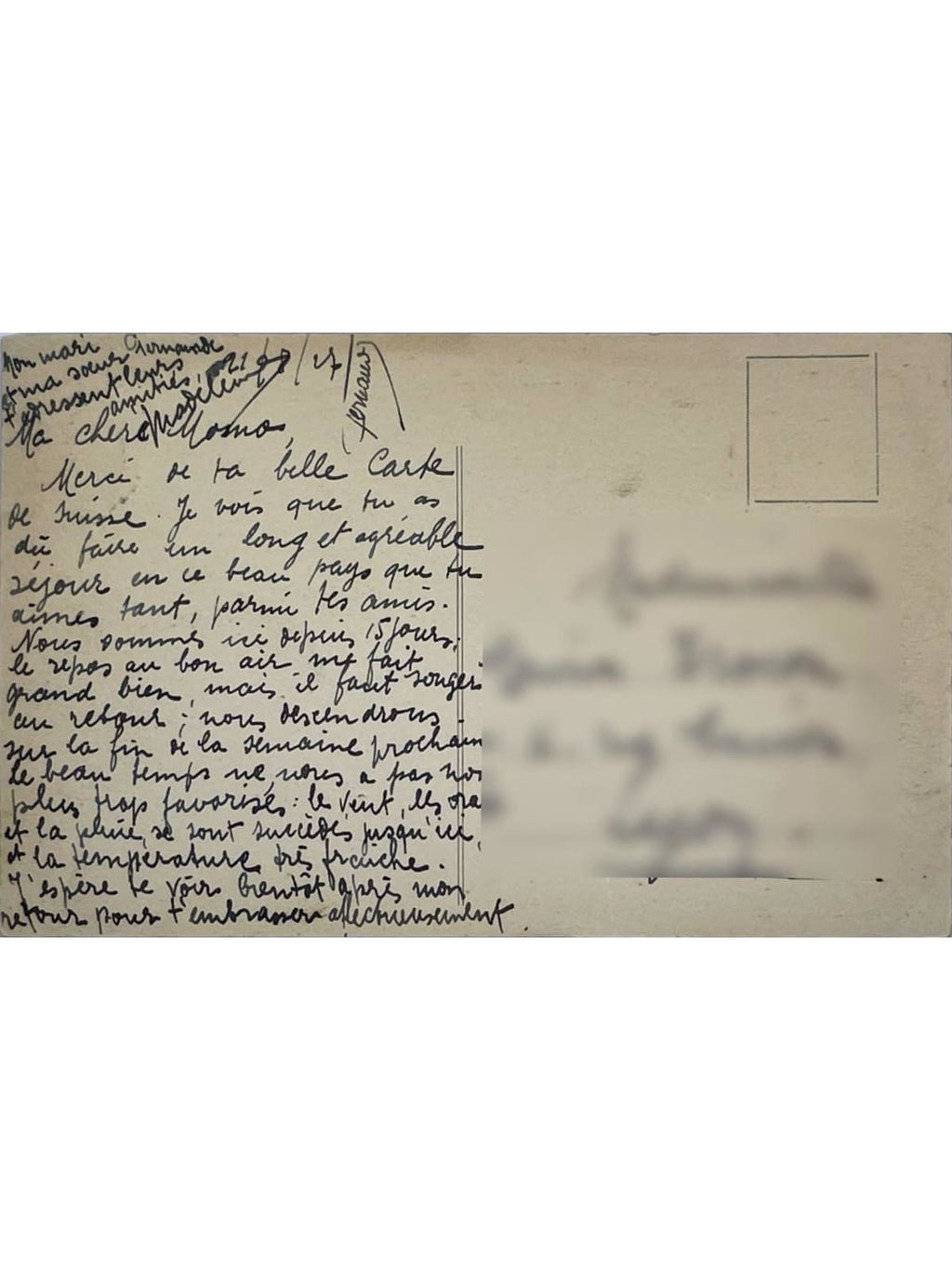 Verso de la carte postale