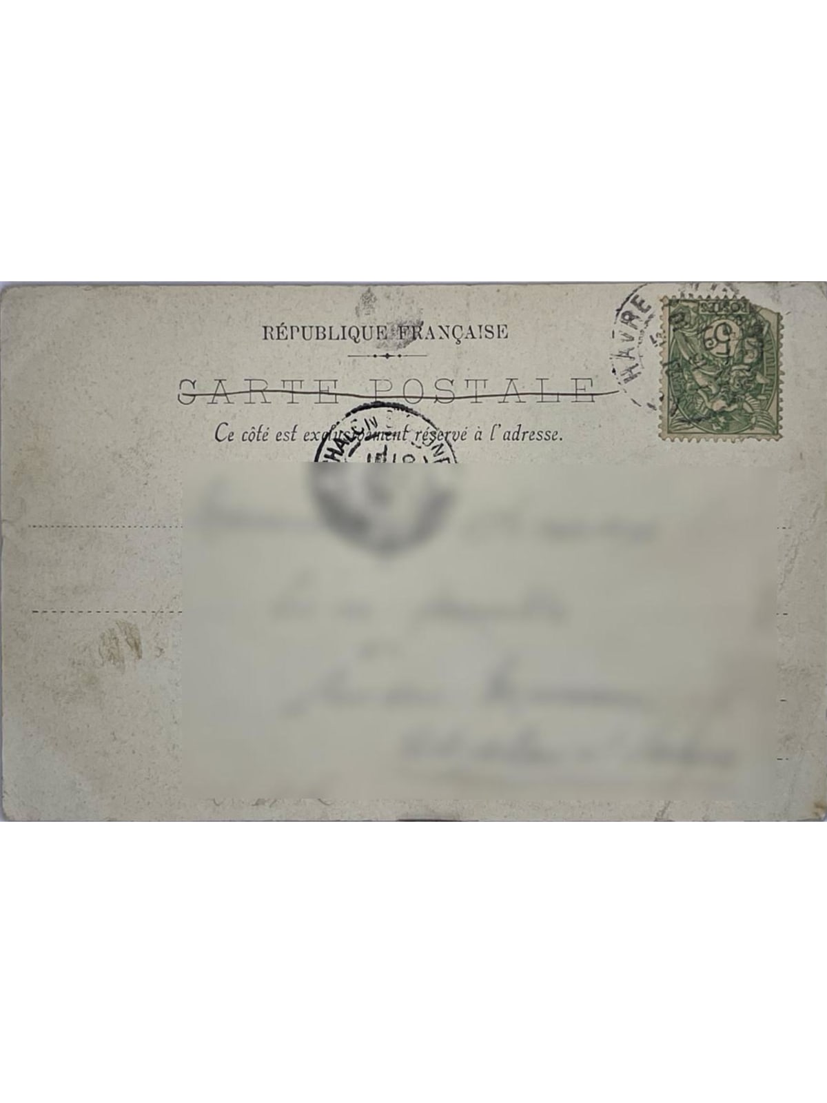 Verso de la carte postale