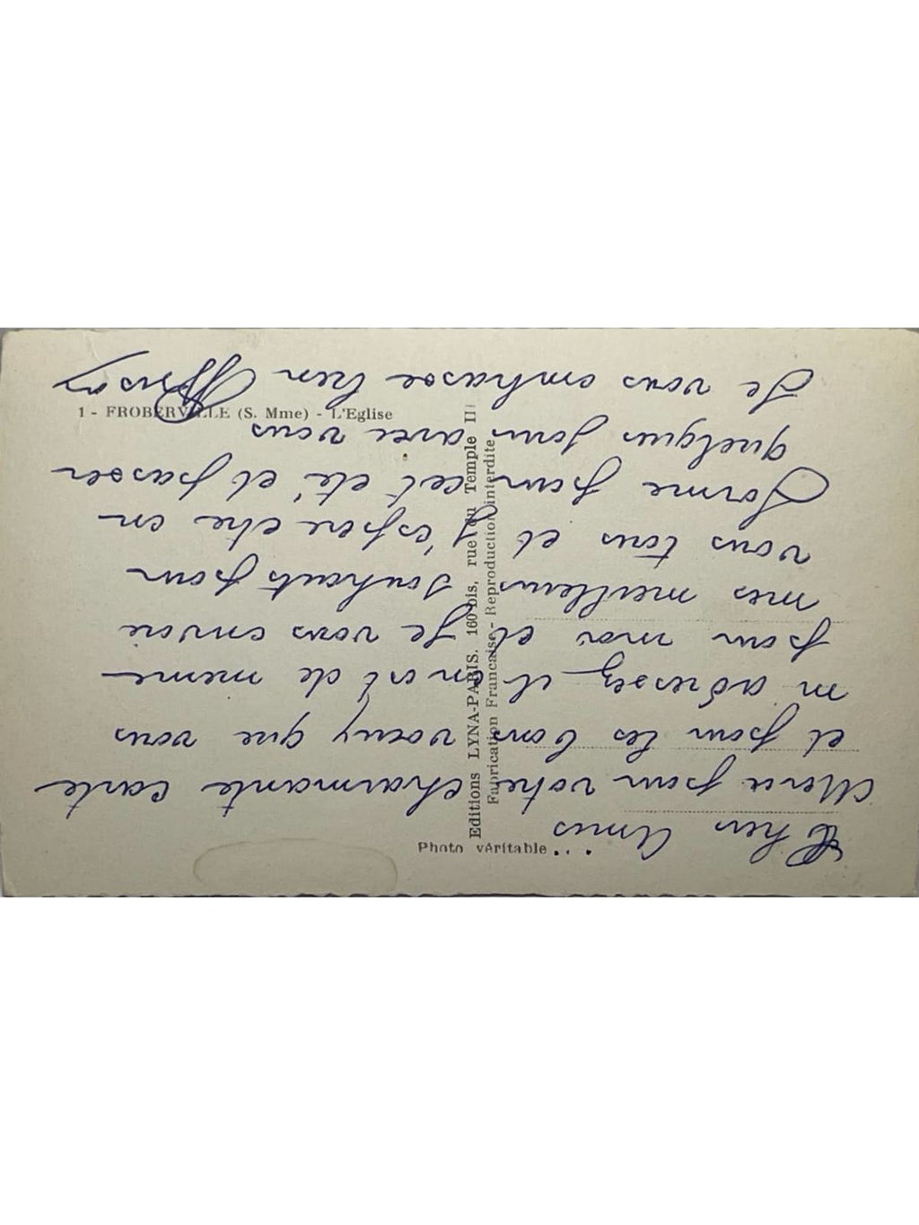 Verso de la carte postale