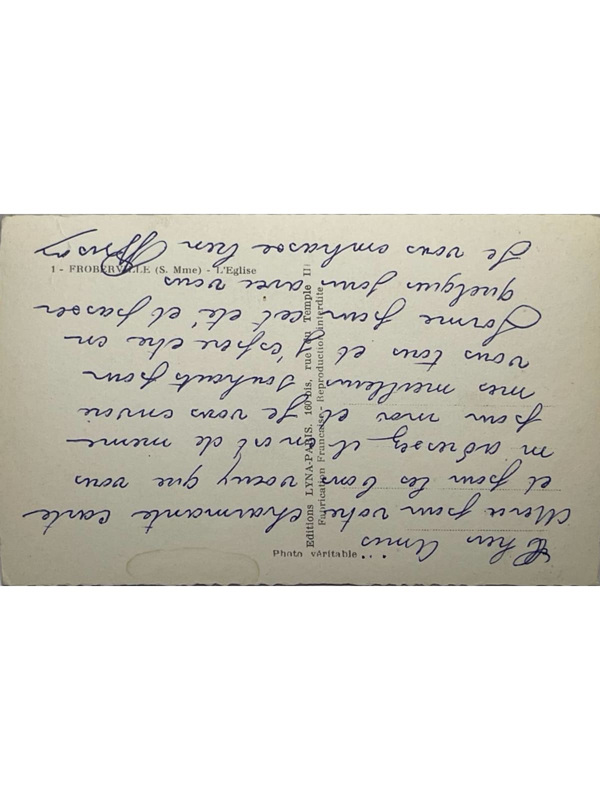Verso de la carte postale