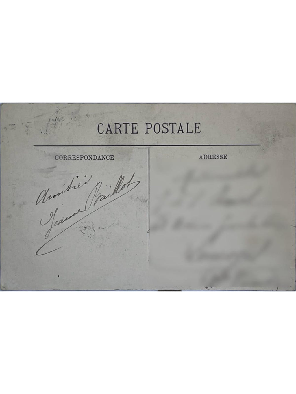 Verso de la carte postale