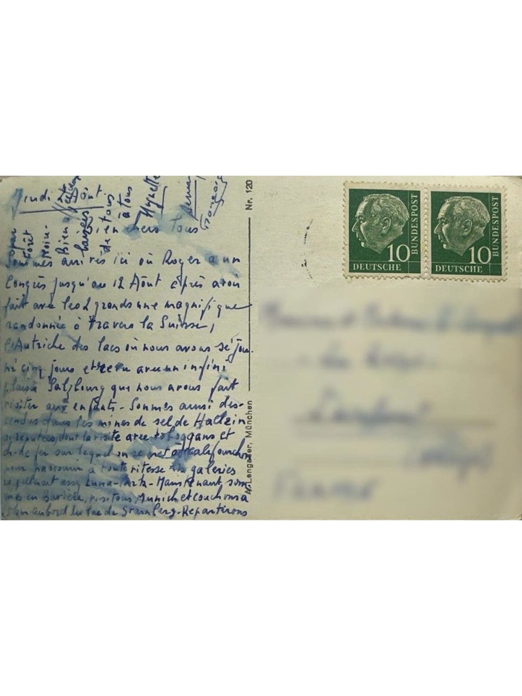 Verso de la carte postale