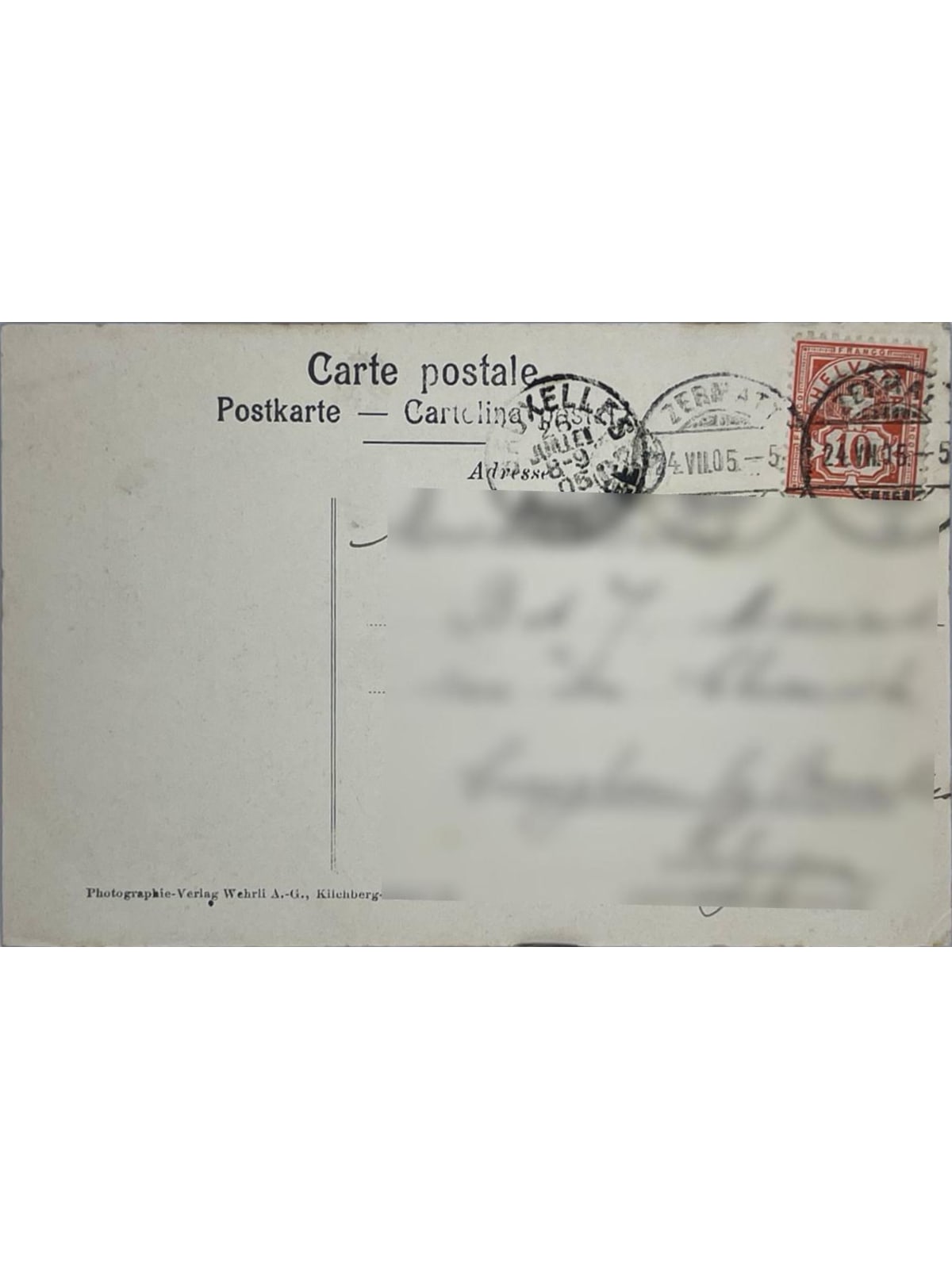 Verso de la carte postale