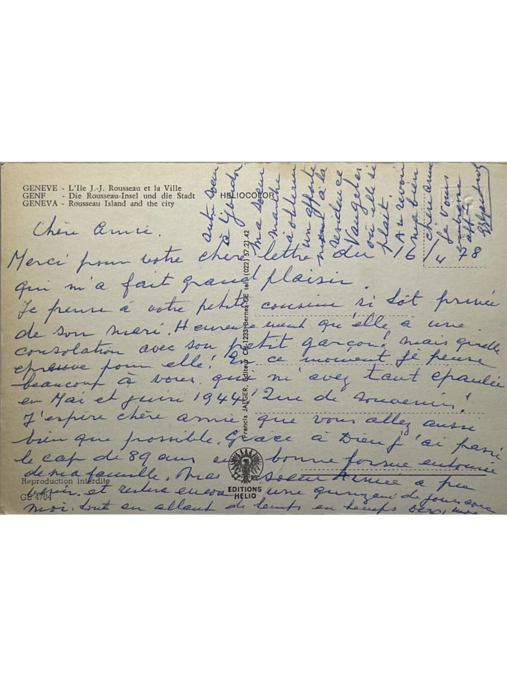 Verso de la carte postale