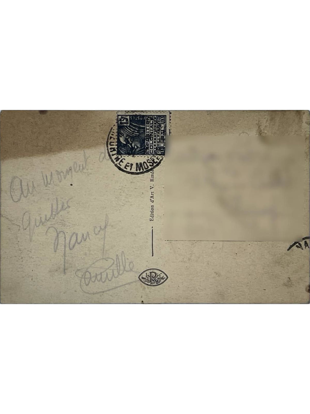 Verso de la carte postale
