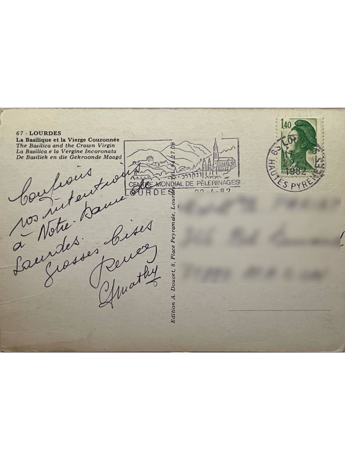 Verso de la carte postale