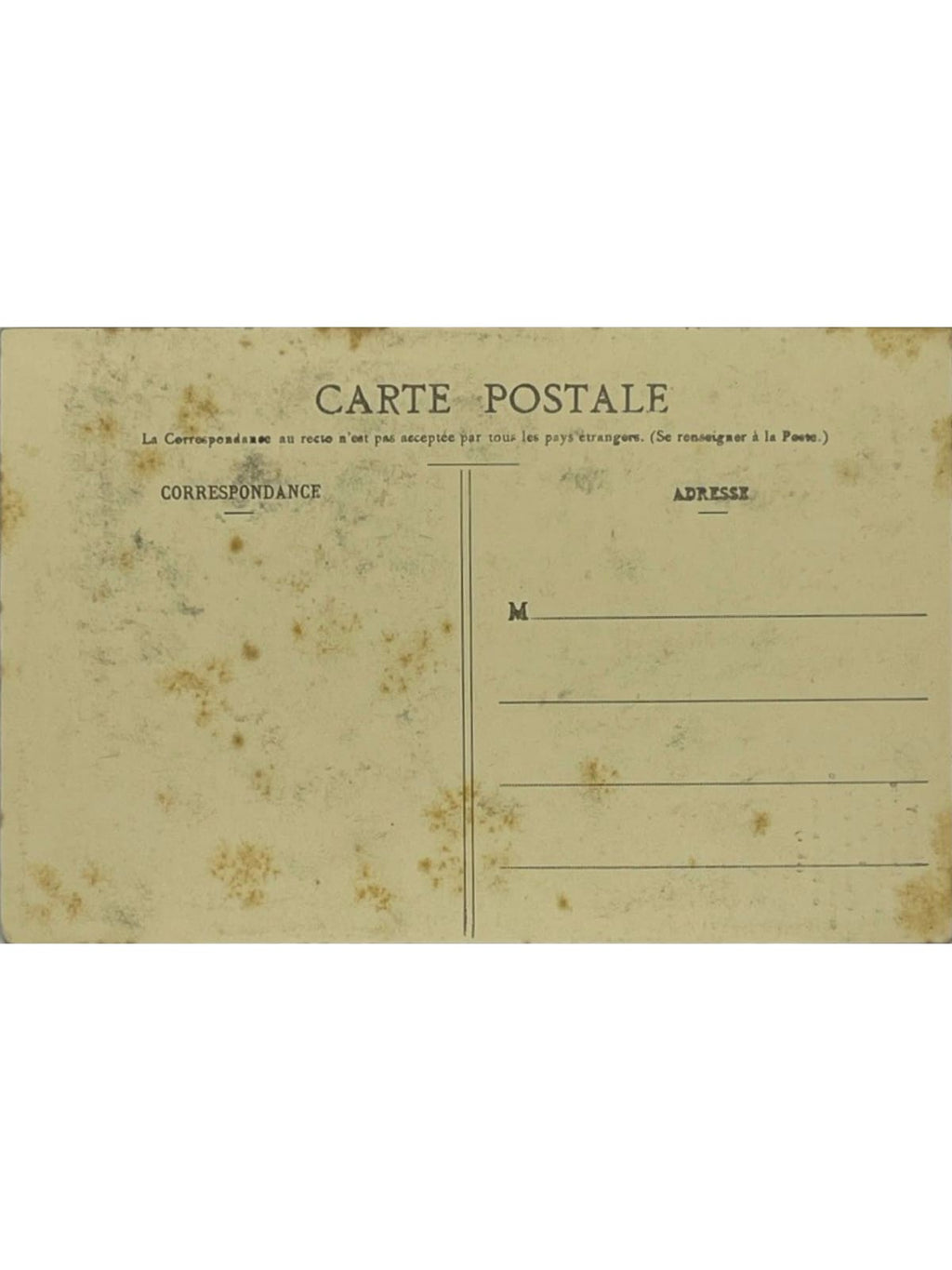 Verso de la carte postale