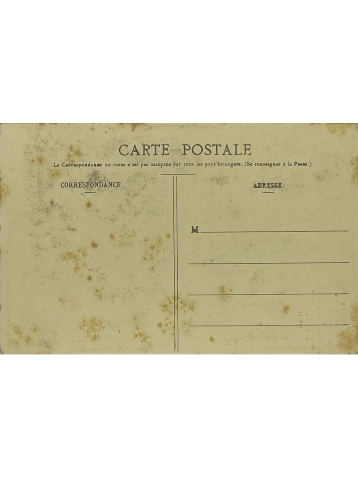Verso de la carte postale