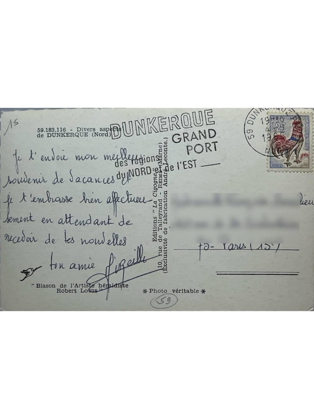 Verso de la carte postale