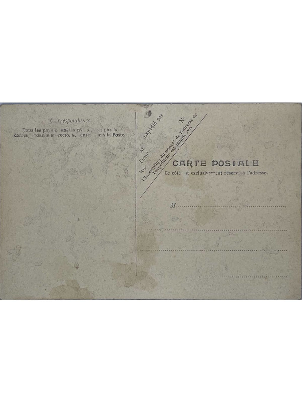 Verso de la carte postale