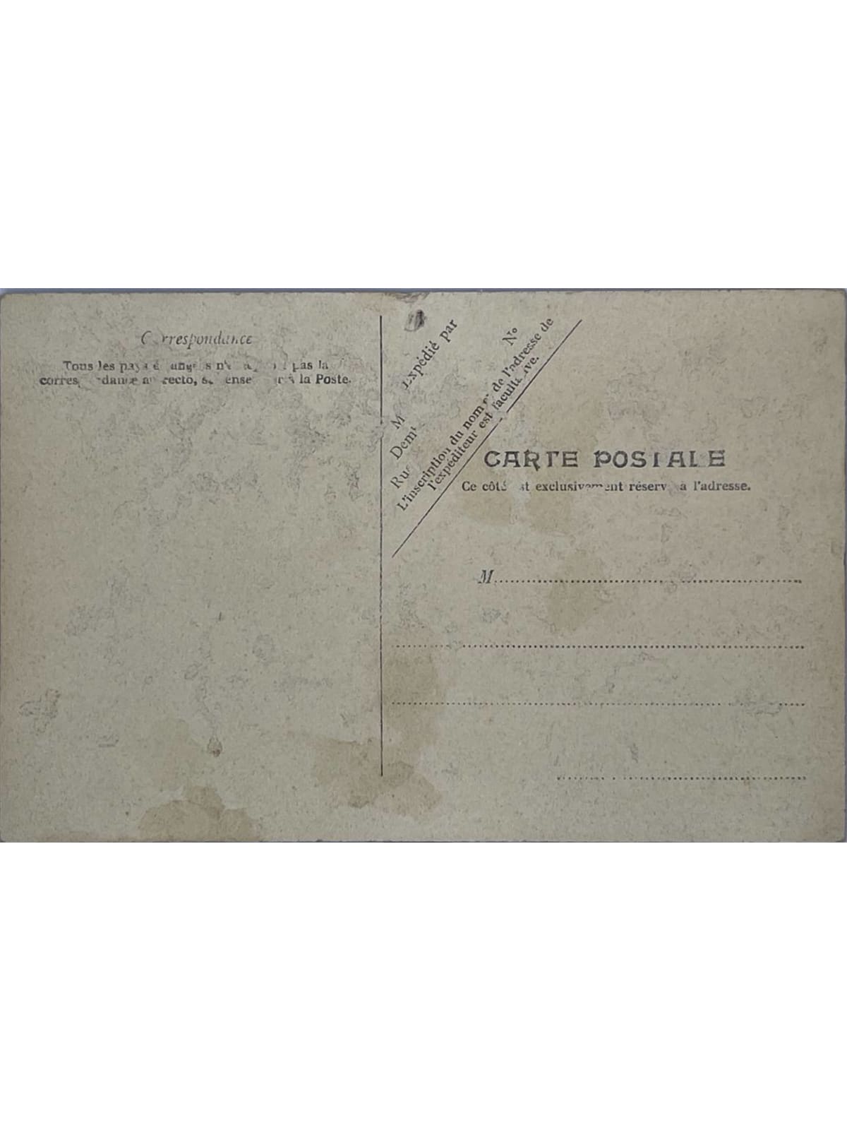 Verso de la carte postale