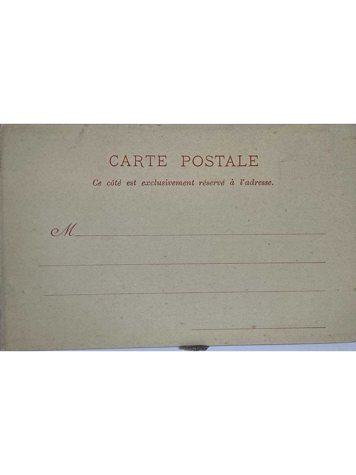 Verso de la carte postale