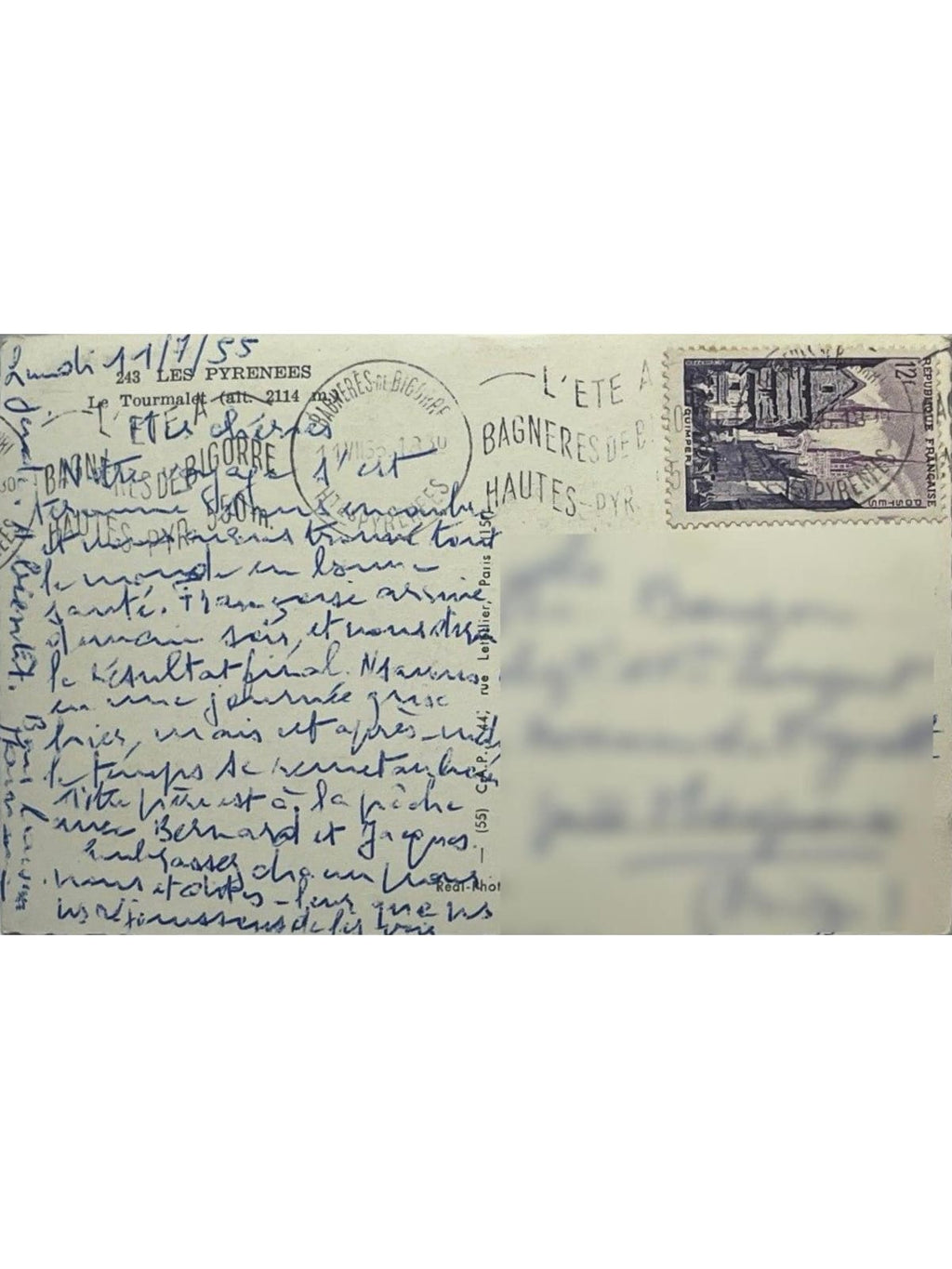 Verso de la carte postale