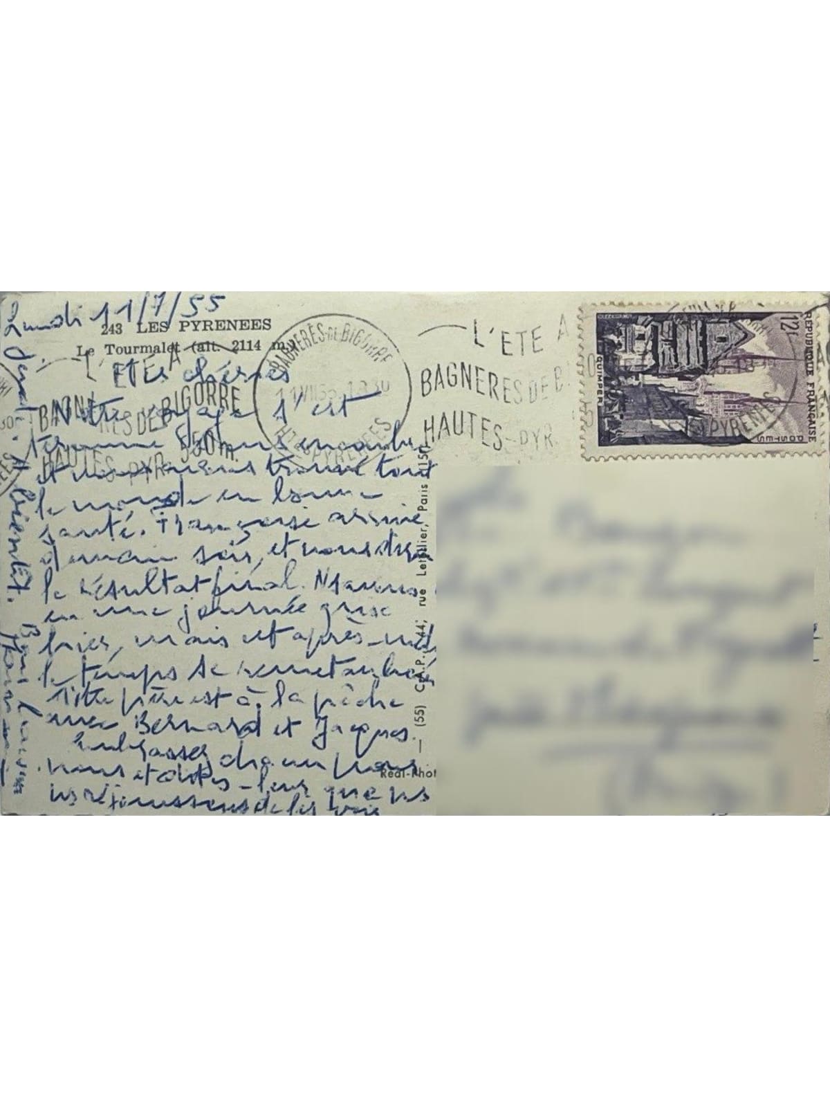Verso de la carte postale