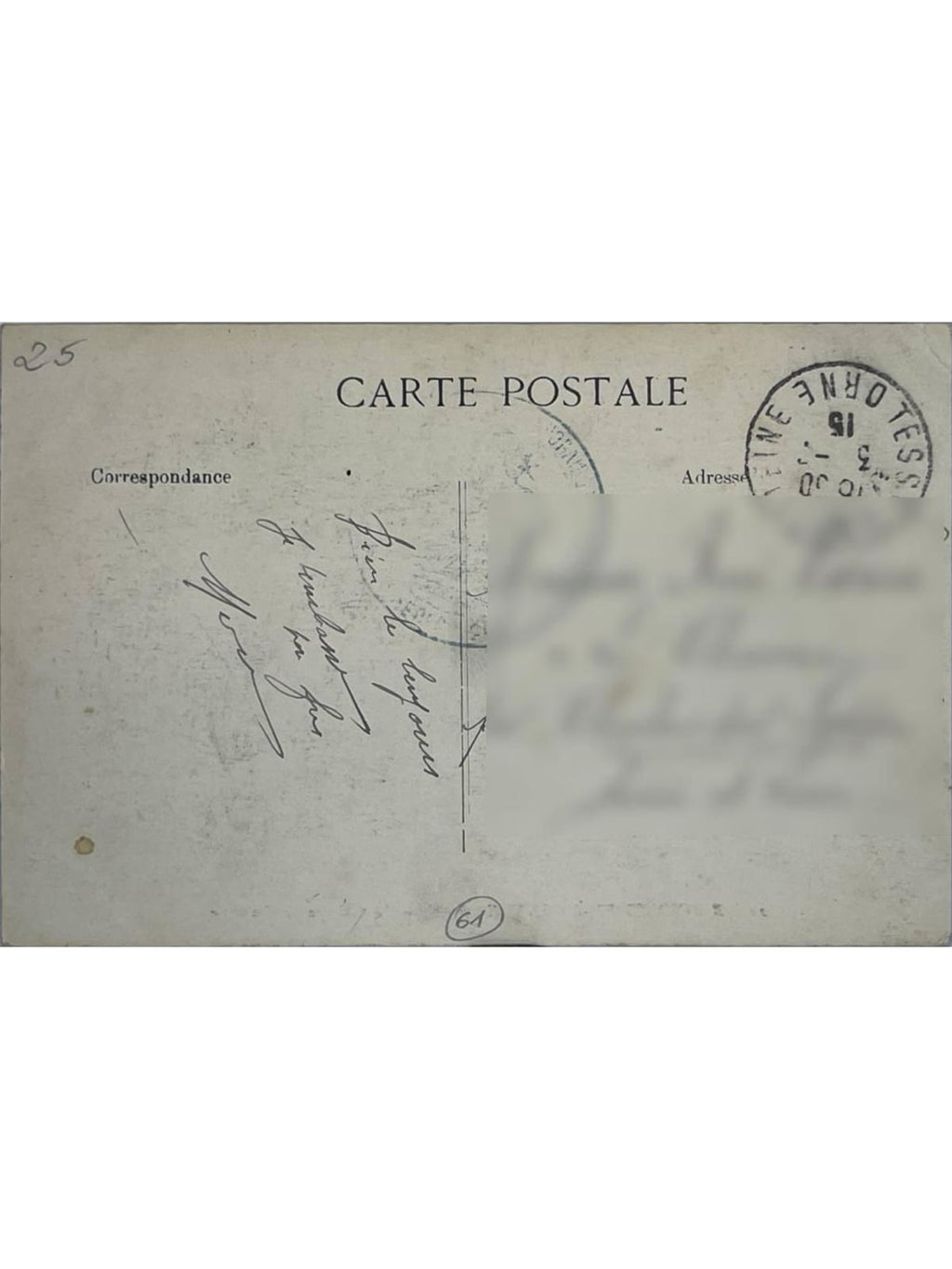 Verso de la carte postale